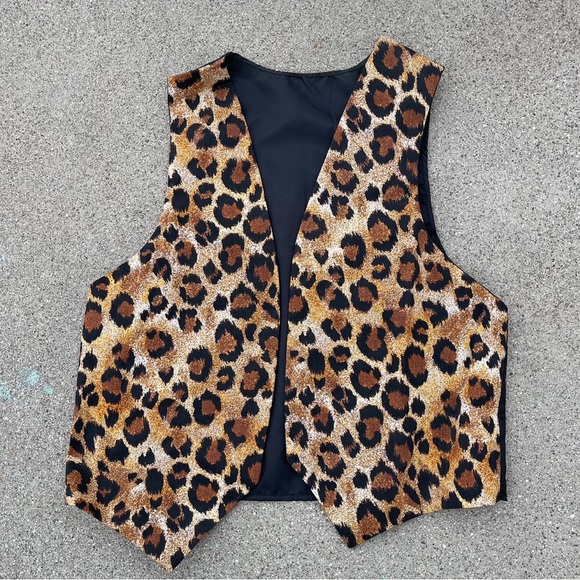 Vintage | Jackets & Coats | Vintage Animal Print Vest Open Front Boho ...